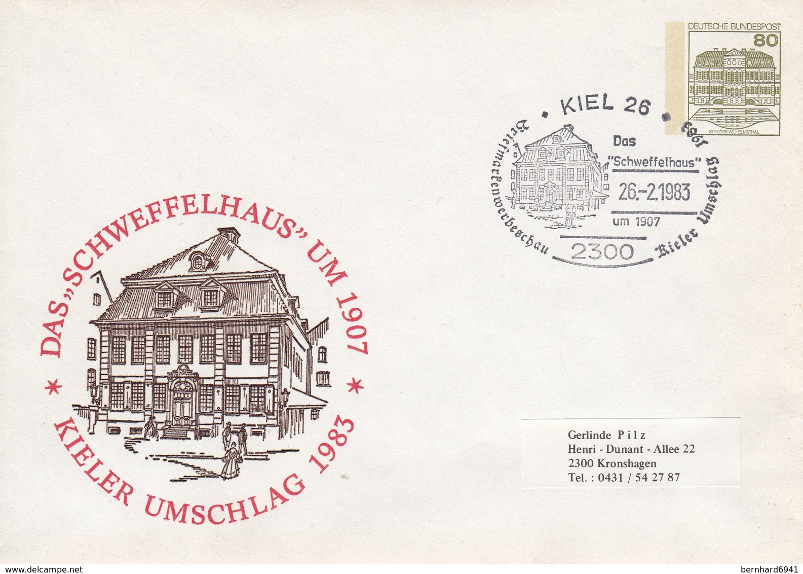 PU 117/112  Kieler Umschlag 1983 - Das Schweffelhaus Um 1907, Kiel 26 - Privatumschläge - Gebraucht