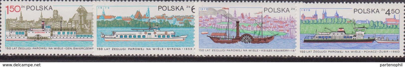 Polonia 1979 150 Anniv Primi Battelli A Vapore 2633-6 MHN - Nuovi