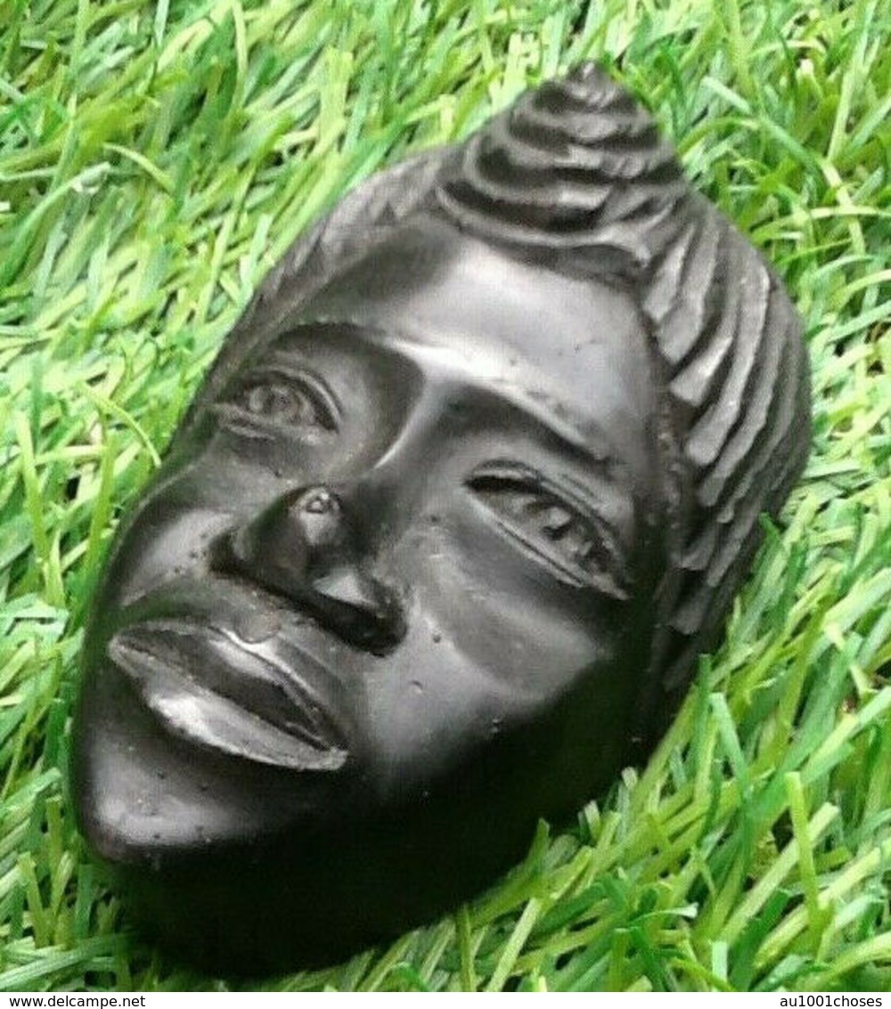 Sculpture Visage Africain   Bois D' ébène  (65x45)mm - Art Africain