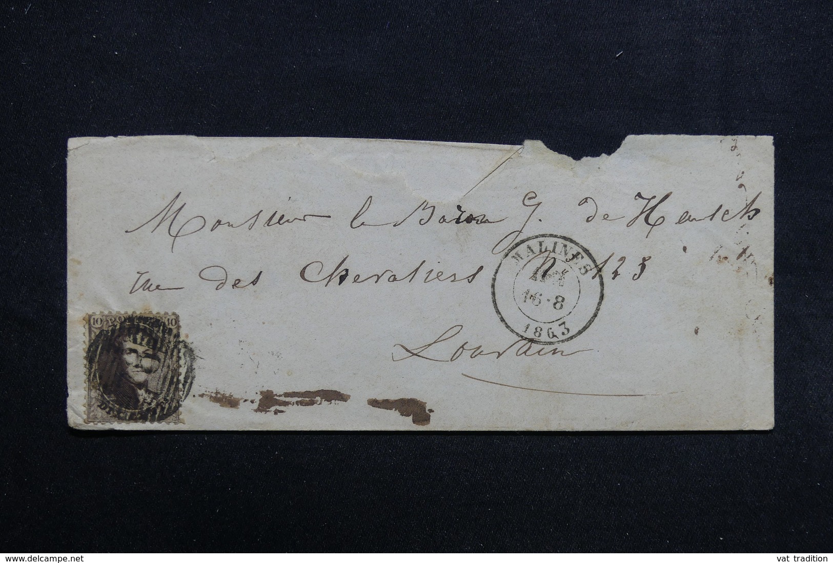 BELGIQUE - Enveloppe De Malines Pour Louvain En 1863 , Affranchissement Plaisant -  L 31672 - 1849-1865 Medaglioni (Varie)