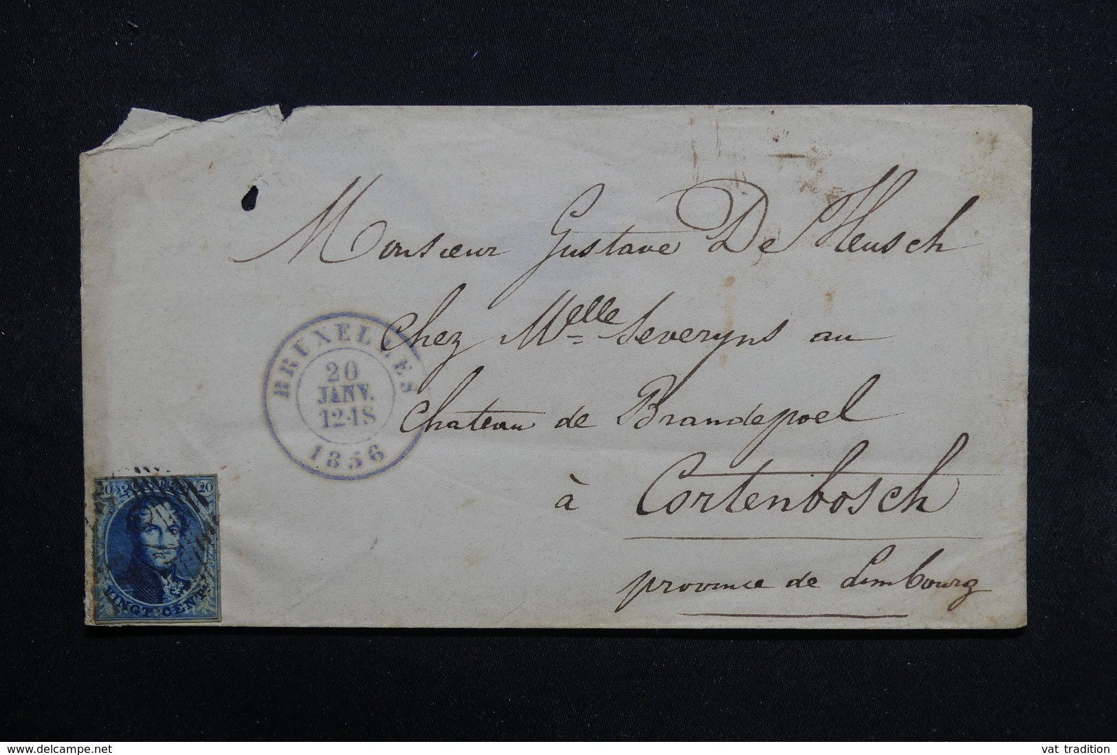 BELGIQUE - Enveloppe De Bruxelles Pour Cartenbosch En 1856 , Affranchissement Plaisant -  L 31677 - 1849-1865 Medallions (Other)