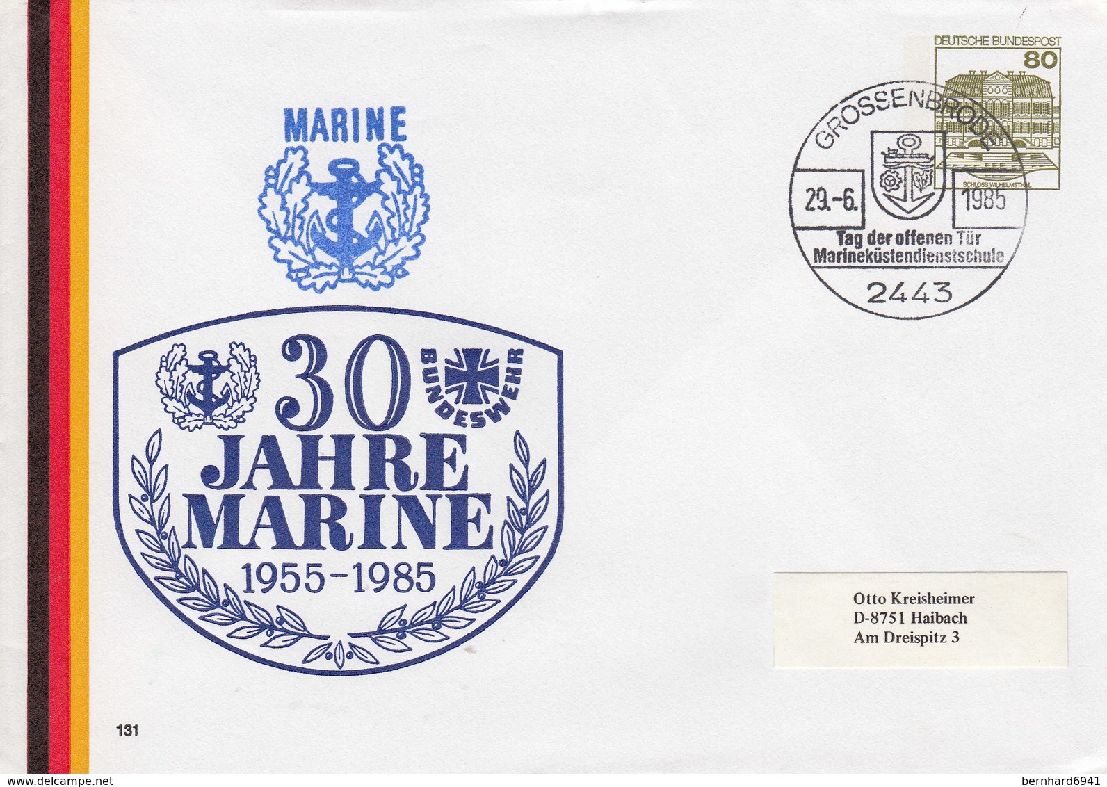 PU 117/204  30 Jahre Marine 1955 - 1985, Grossenbrode - Privatumschläge - Gebraucht