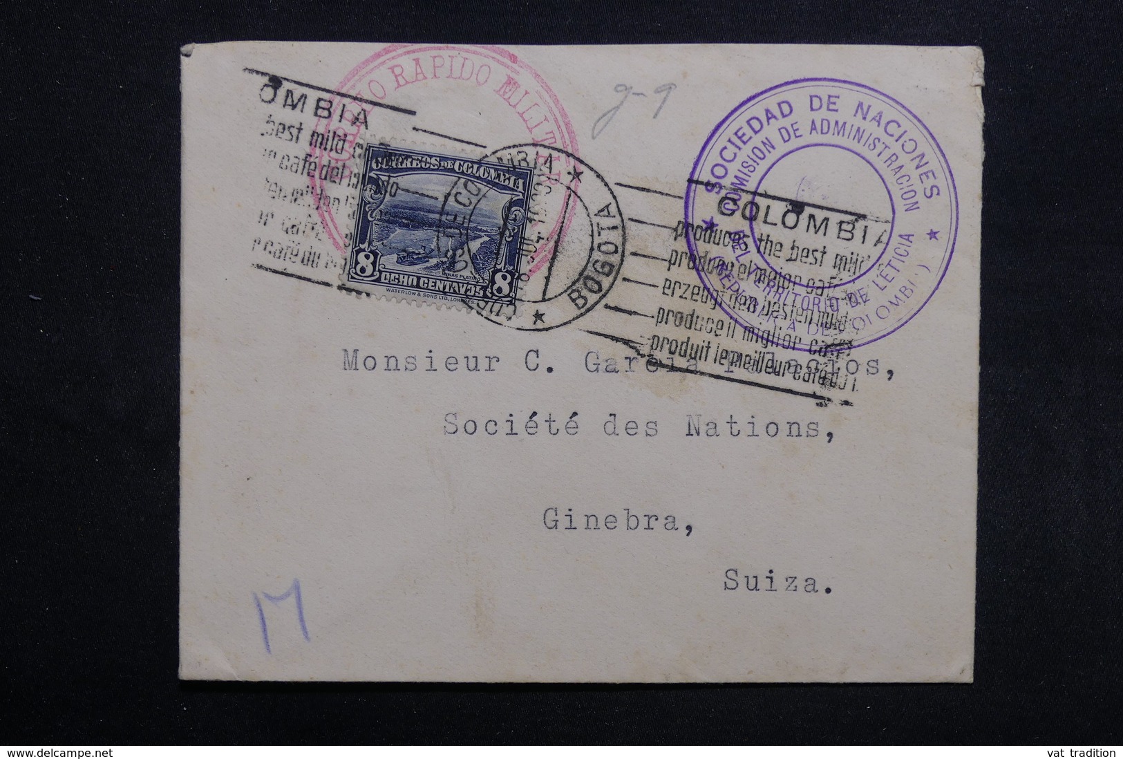 COLOMBIE - Enveloppe De La Société Des Nations De Bogota Pour La Suisse En 1933 -  L 31698 - Colombia