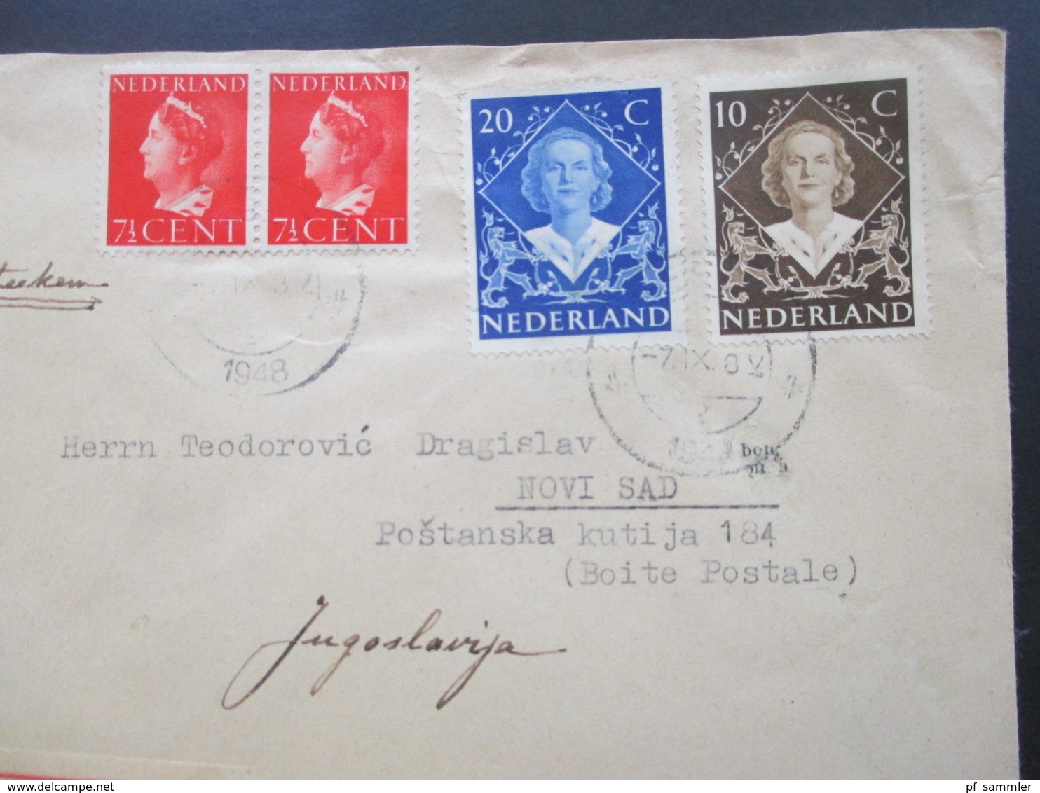 Niederlande 1948 Einschreiben R-Brief Neede Nd. No 994 - Novi Sad (Boite Postale) Jugoslawien - Briefe U. Dokumente