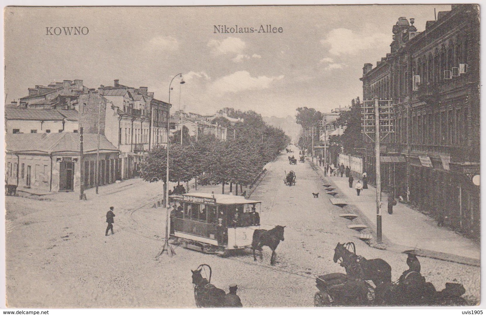 Kowno.Kaunas.Nikolaus Allee,tram. - Lituania