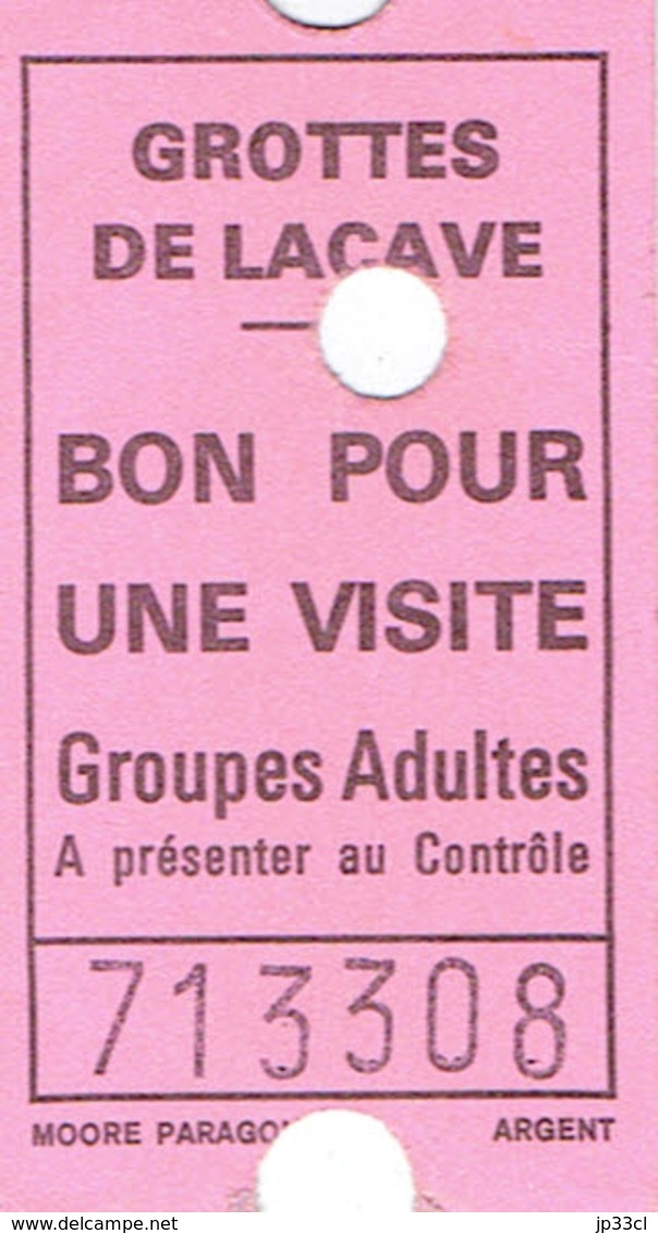 Ticket D'entrée Grottes De Lacave (Lot) Bon Pour Une Visite Groupes Adultes - Biglietti D'ingresso