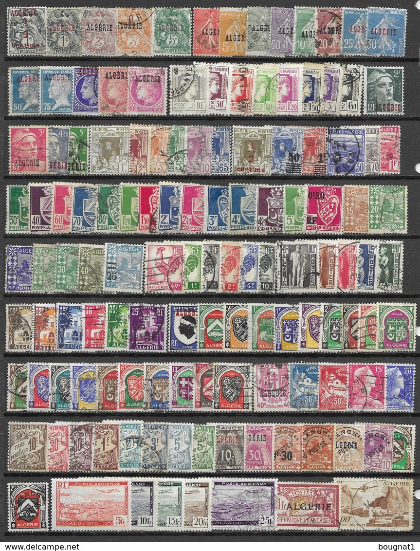 LOT 180 TIMBRES ALGERIE (période Coloniale), OBLITERES, TOUS DIFFERENTS - Colecciones & Series