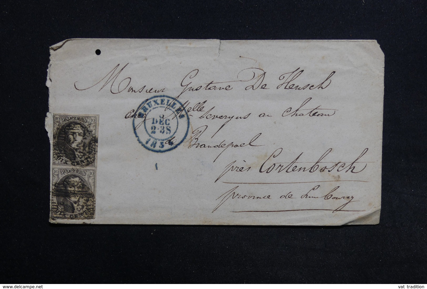 BELGIQUE - Enveloppe De Bruxelles En 1855 Pour Cortenbosch ,affranchissement En Paire - L 31712 - 1849-1865 Médaillons (Autres)