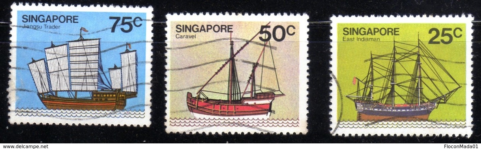 Singapour 1980 Bateaux / Ship / Boat/  3 Pieces 25c 50c 75c  N° 347 349 350 - Singapour (1959-...)