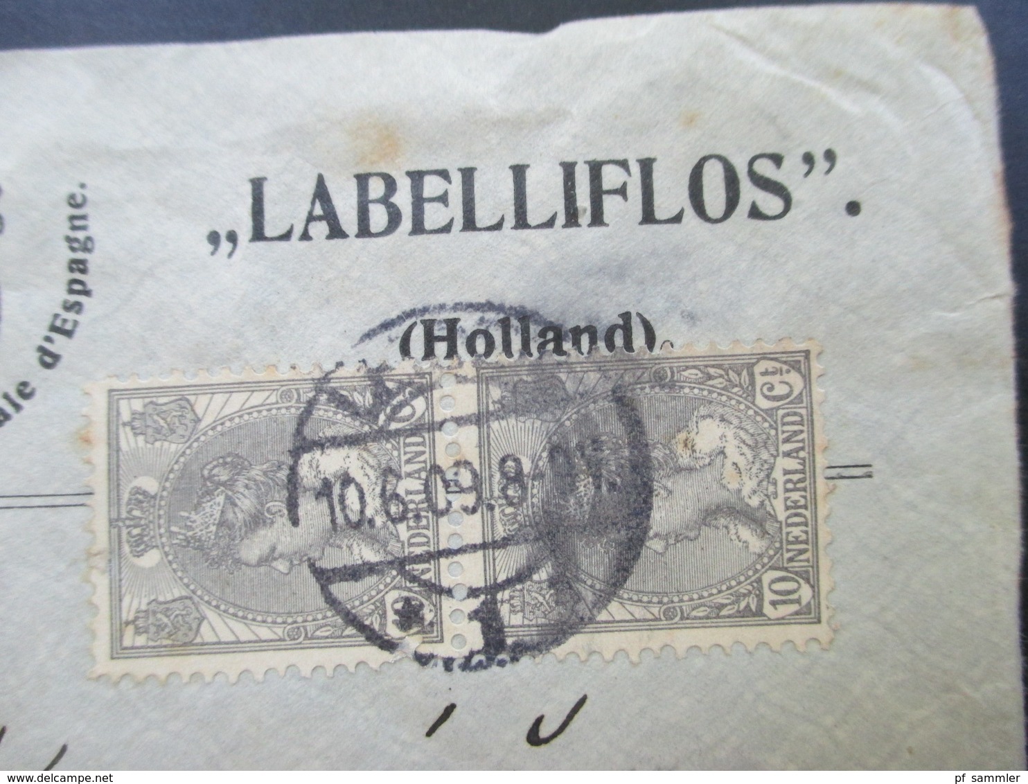 Niederlande 1909 Fournisseur De La Cour Royale D'Espagne Labelliflos Nach Prossnitz Mähren Gesendet! Etablissement Voors - Lettres & Documents