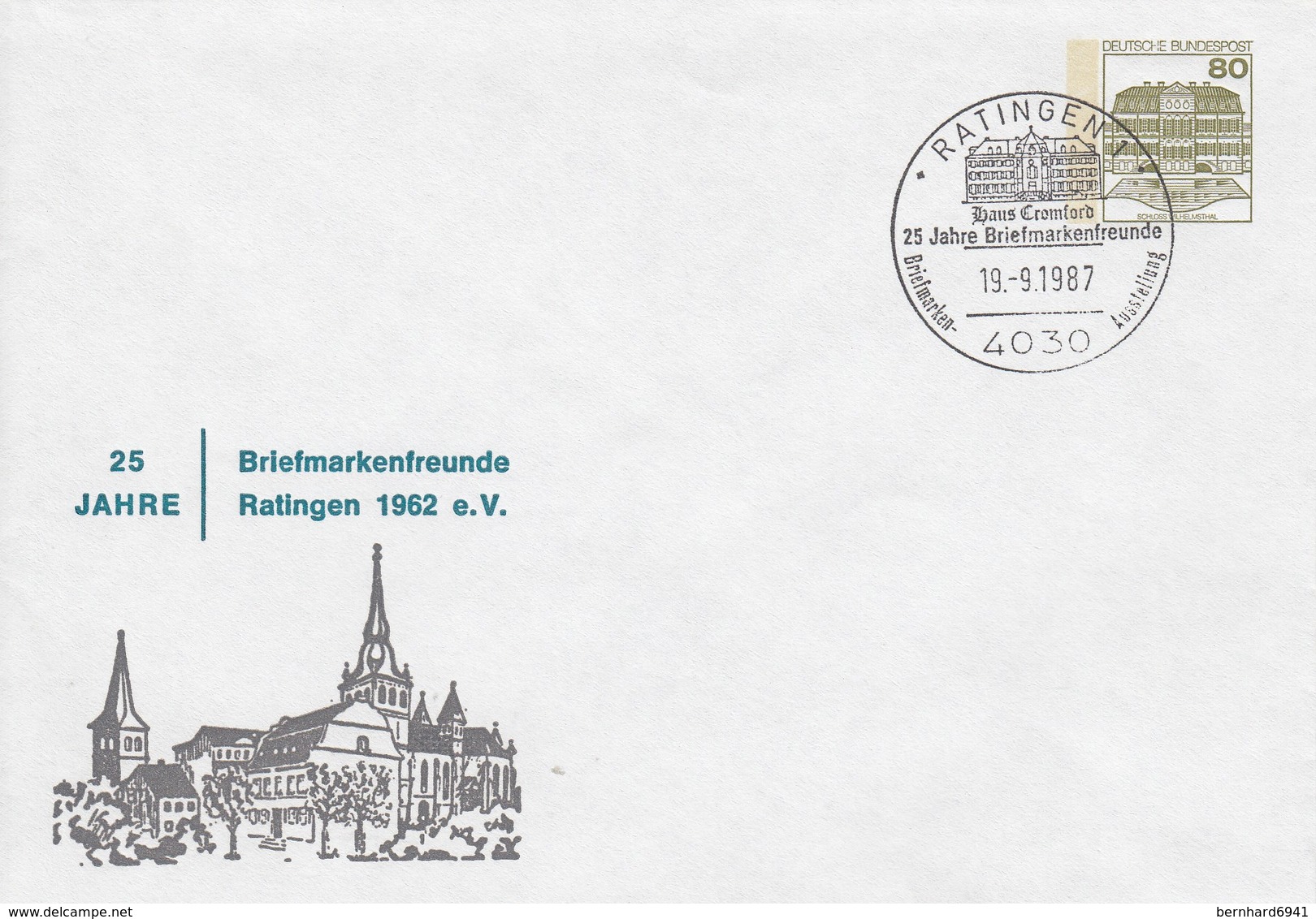 PU 117/311  25 Jahre Briefmarkenfreunde Ratingen 1962, E.V., Ratingen 1 - Privatumschläge - Gebraucht