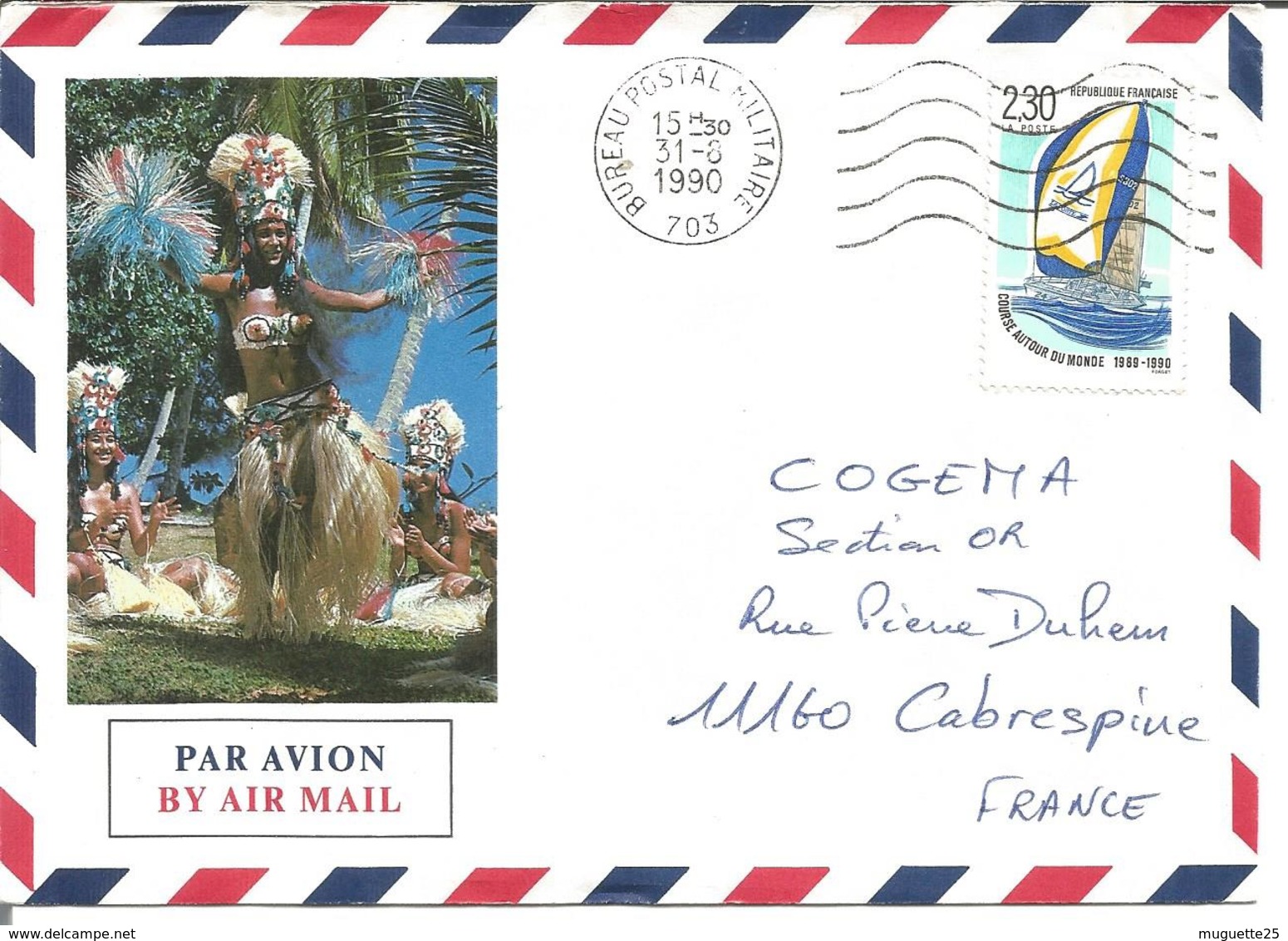 Polynésie Française Avec Cachet  Bureau Postal Militaire 1990 - Lettres & Documents