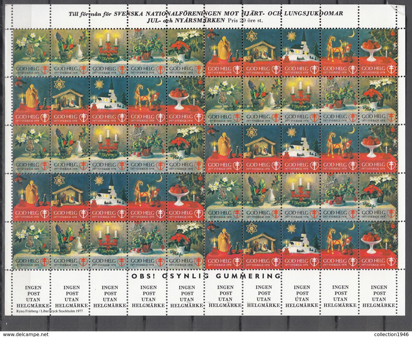 Sweden 1976-1986,10  Full Sheets,jul,christmas,kerstmis,weihnachten,noël,navidad,natale,READ,,MNH/Postfris(C408) - Christmas
