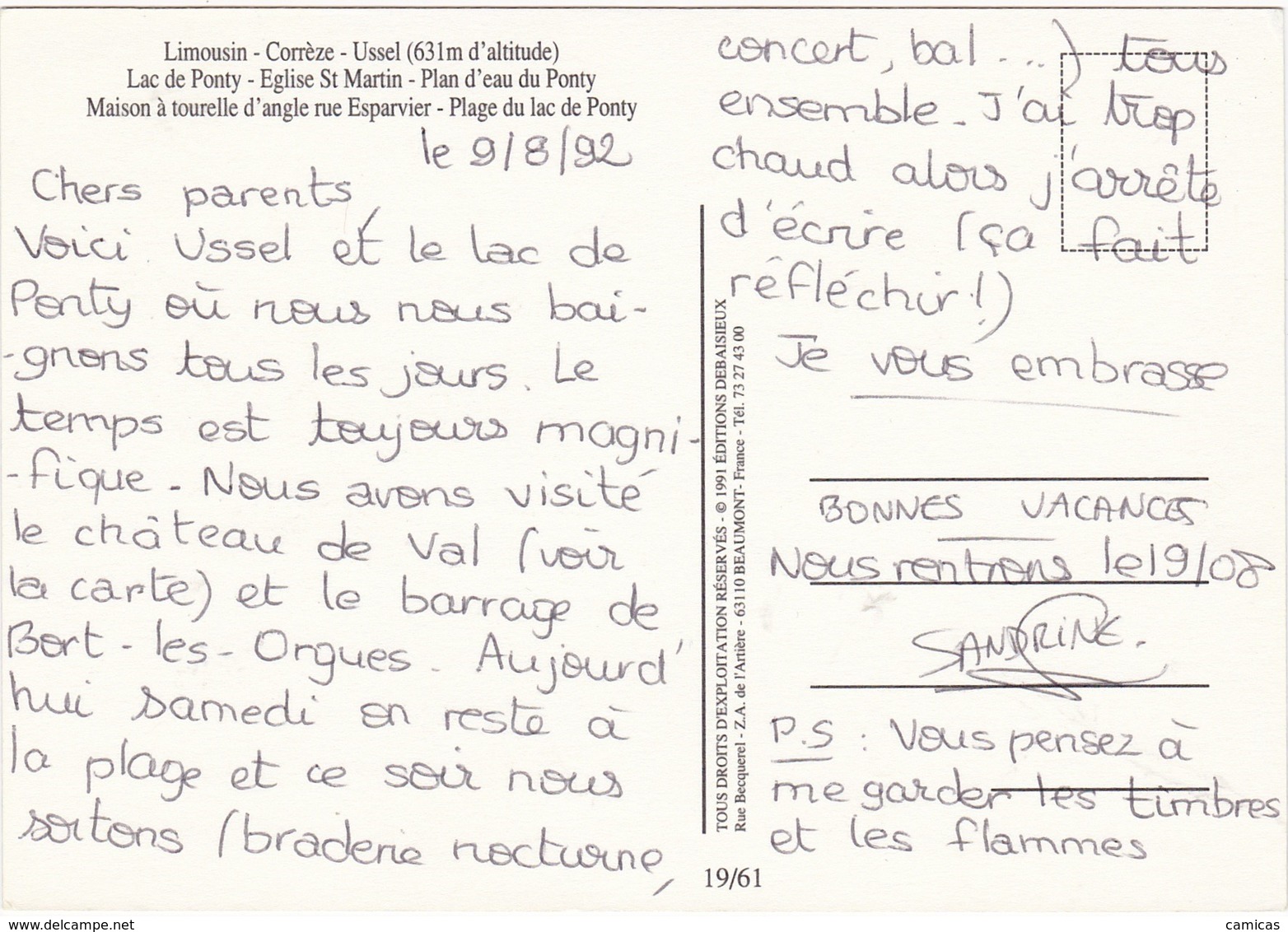 LIMOUSIN-CORREZE-USSEL   : DEBAISIEUX 1991  N° 19/61 - Autres & Non Classés
