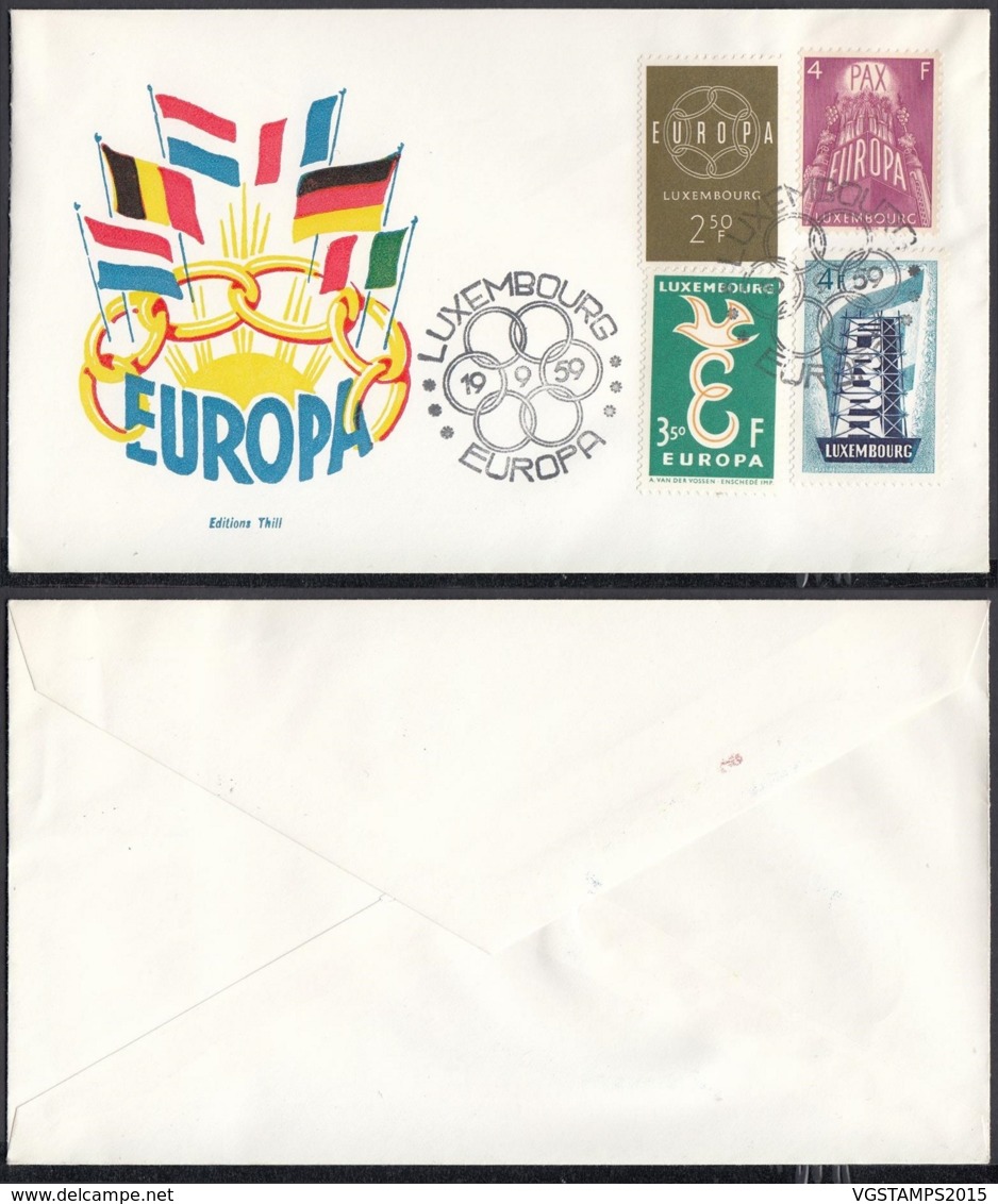 Luxembourg 1959 -  Lettre Philatélique Europa Nº533+ Nº533 Défauts Petite Tache Verso (BE) DC 3419 - FDC