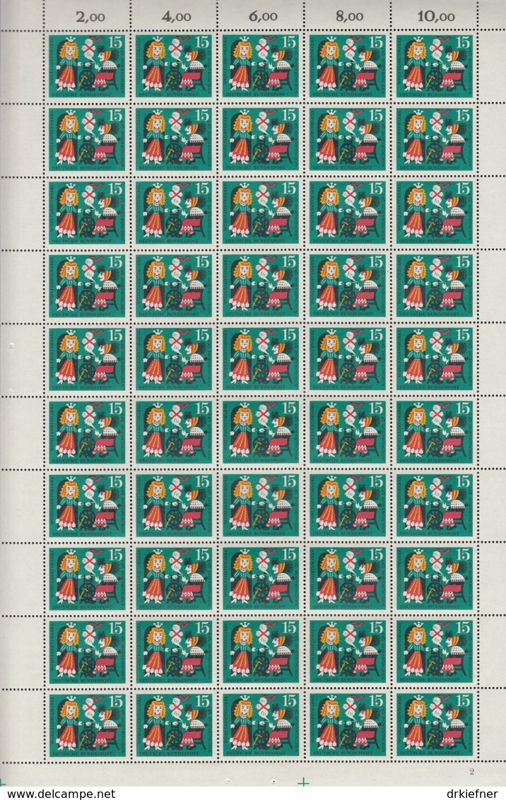 BRD 447-450, 4 Bogen (5x10), Postfrisch **, Formnummer 2-2-2-1, Wohlfahrt: Märchen Dornröschen 1964 - Sonstige & Ohne Zuordnung