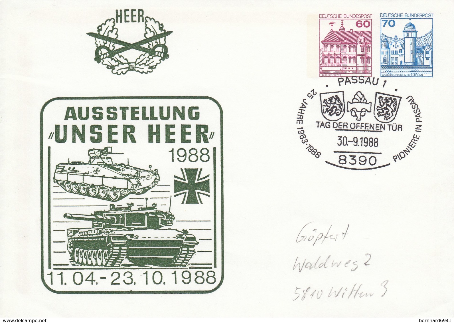 PU 231/2 Heer - Ausstellung Unser Heer 1988, Passau 1 - Privatumschläge - Gebraucht