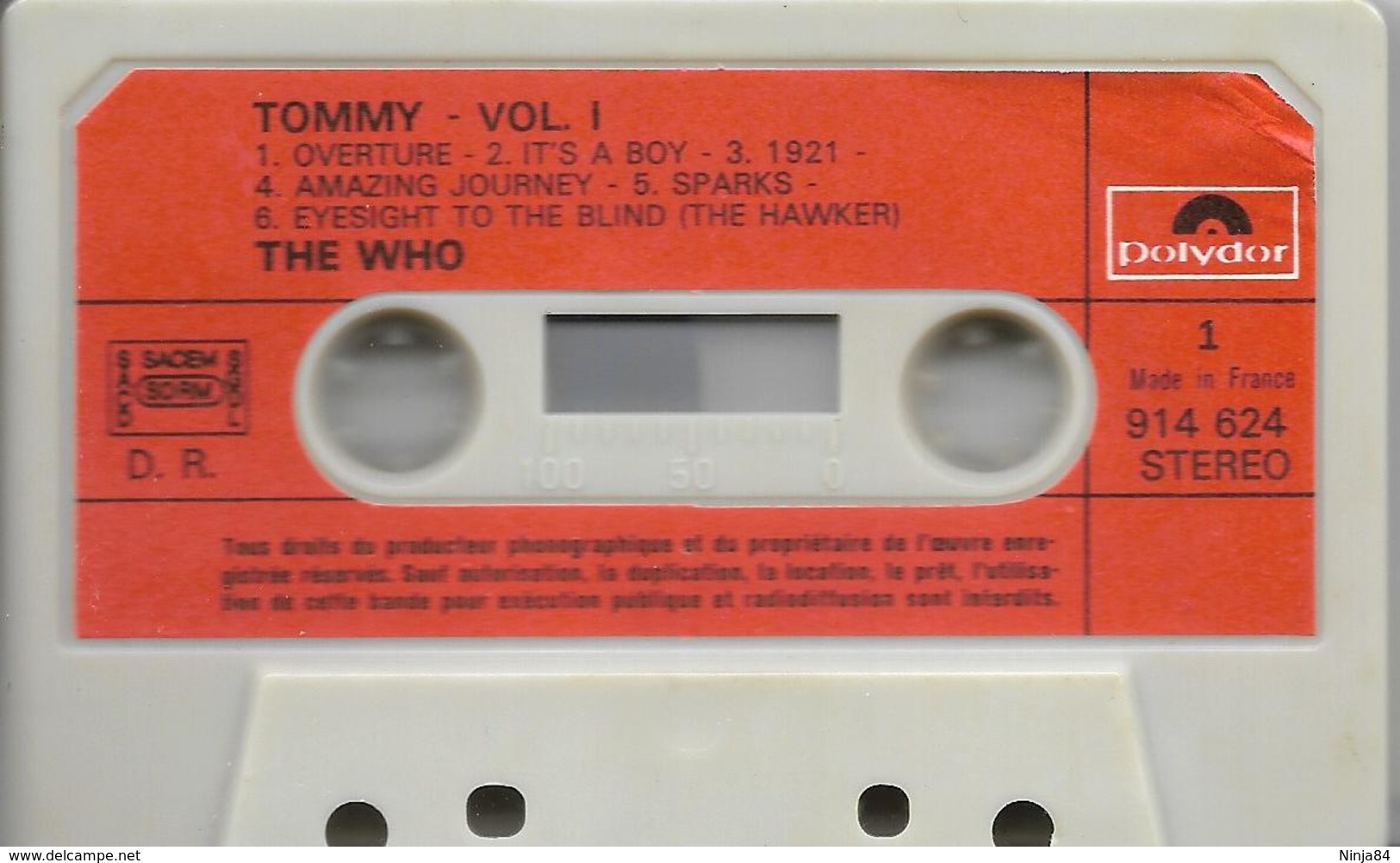 K7 AUDIO  The Who  "  Tommy Vol. 1 " - Cassettes Audio