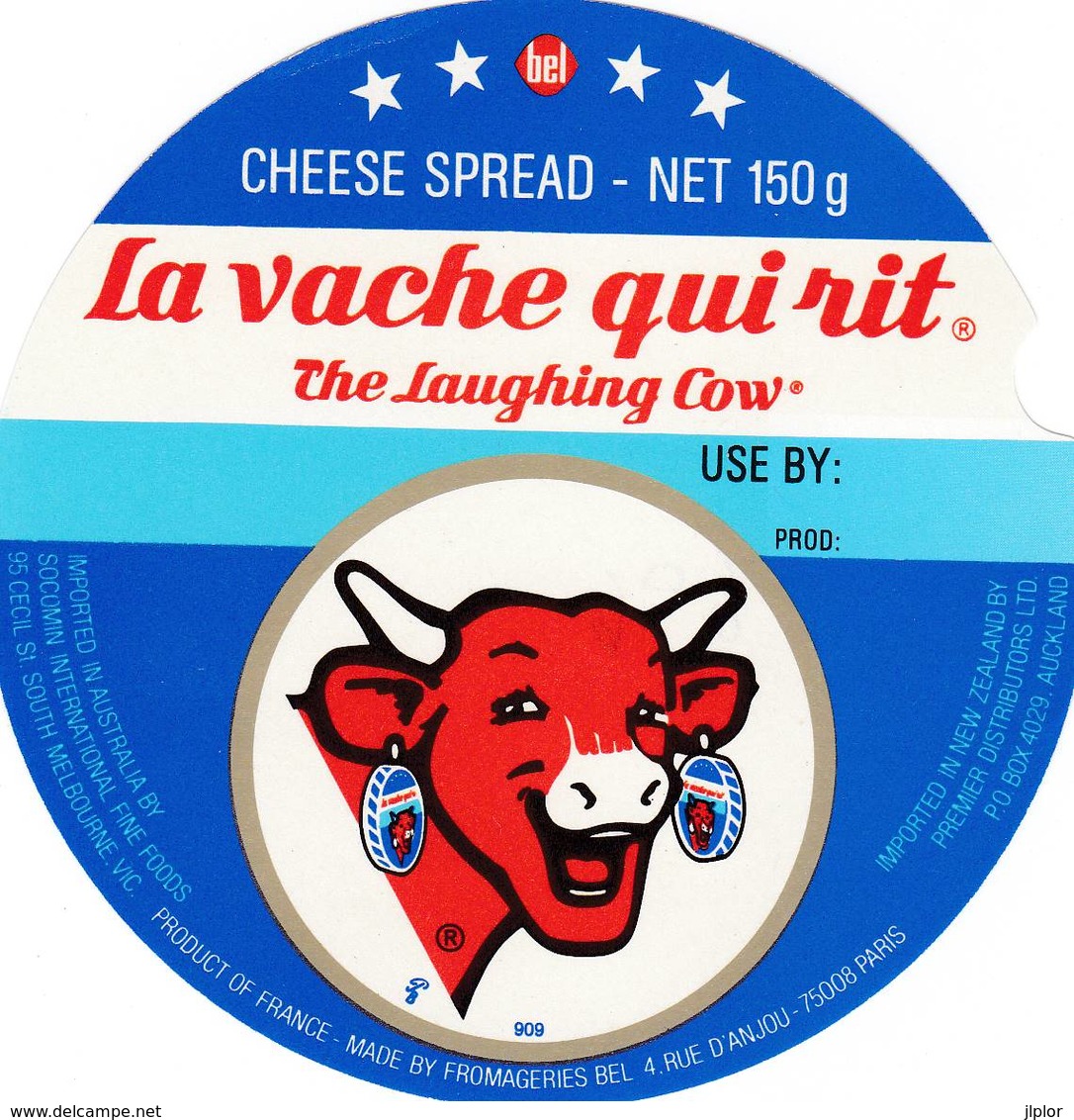 ETIQUETTE FROMAGE VACHE QUI RIT -   150G  NET  -  Num  909 - Fromage