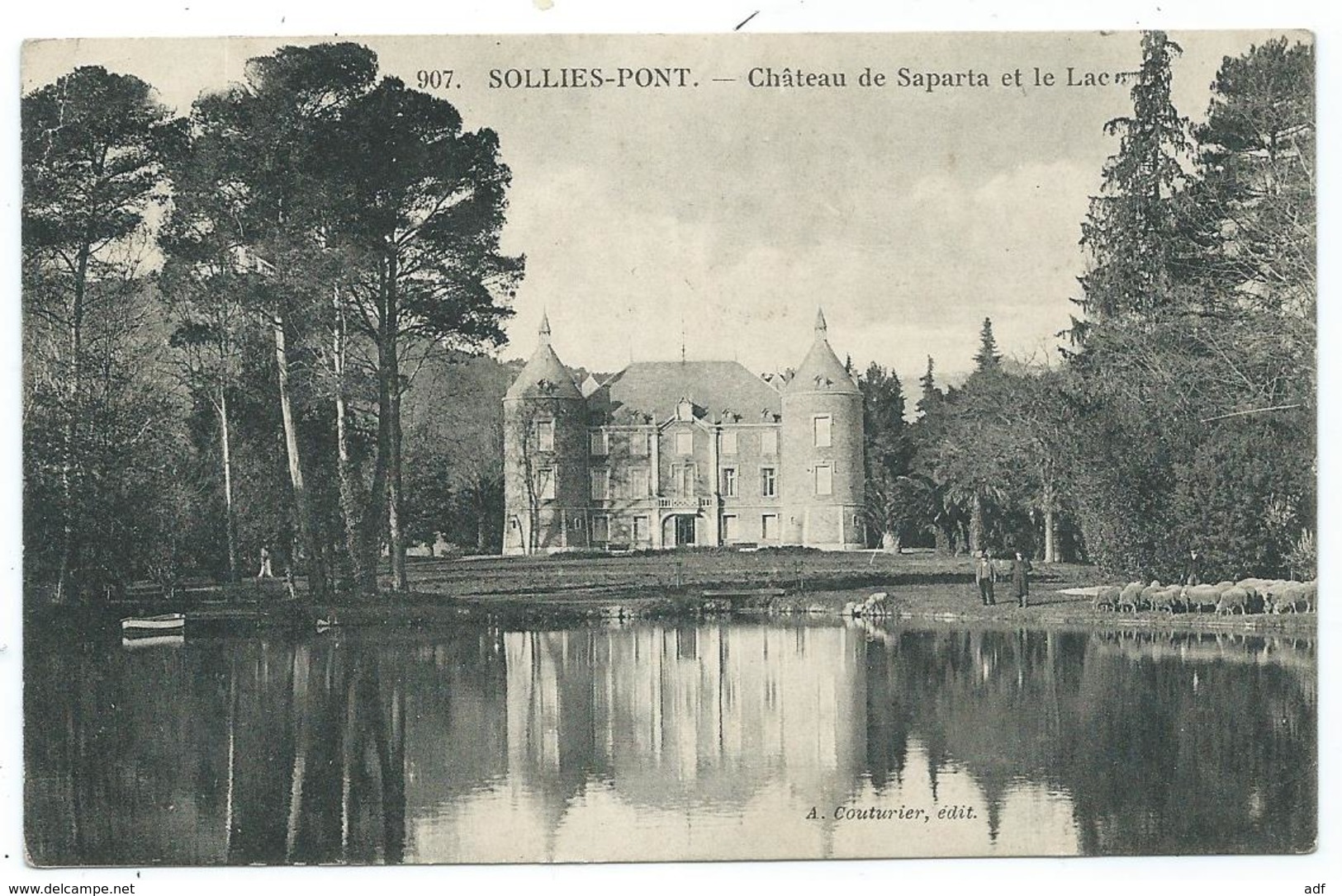 CPA SOLLIES PONT, CHATEAU DE SAPARTA ET LE LAC, Petite Animation, VAR 83 - Sollies Pont