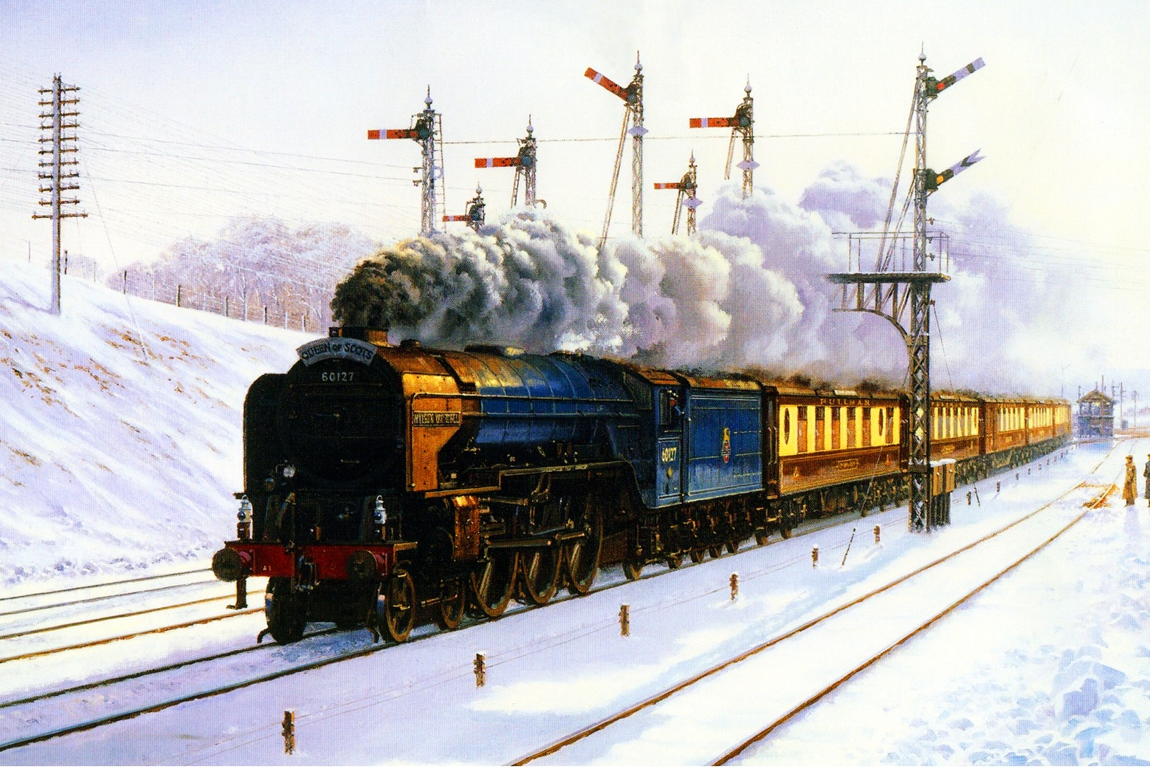 №120.37 Postcard Modern Rare New Passenger Locomotive Train Winter Railway - Trains