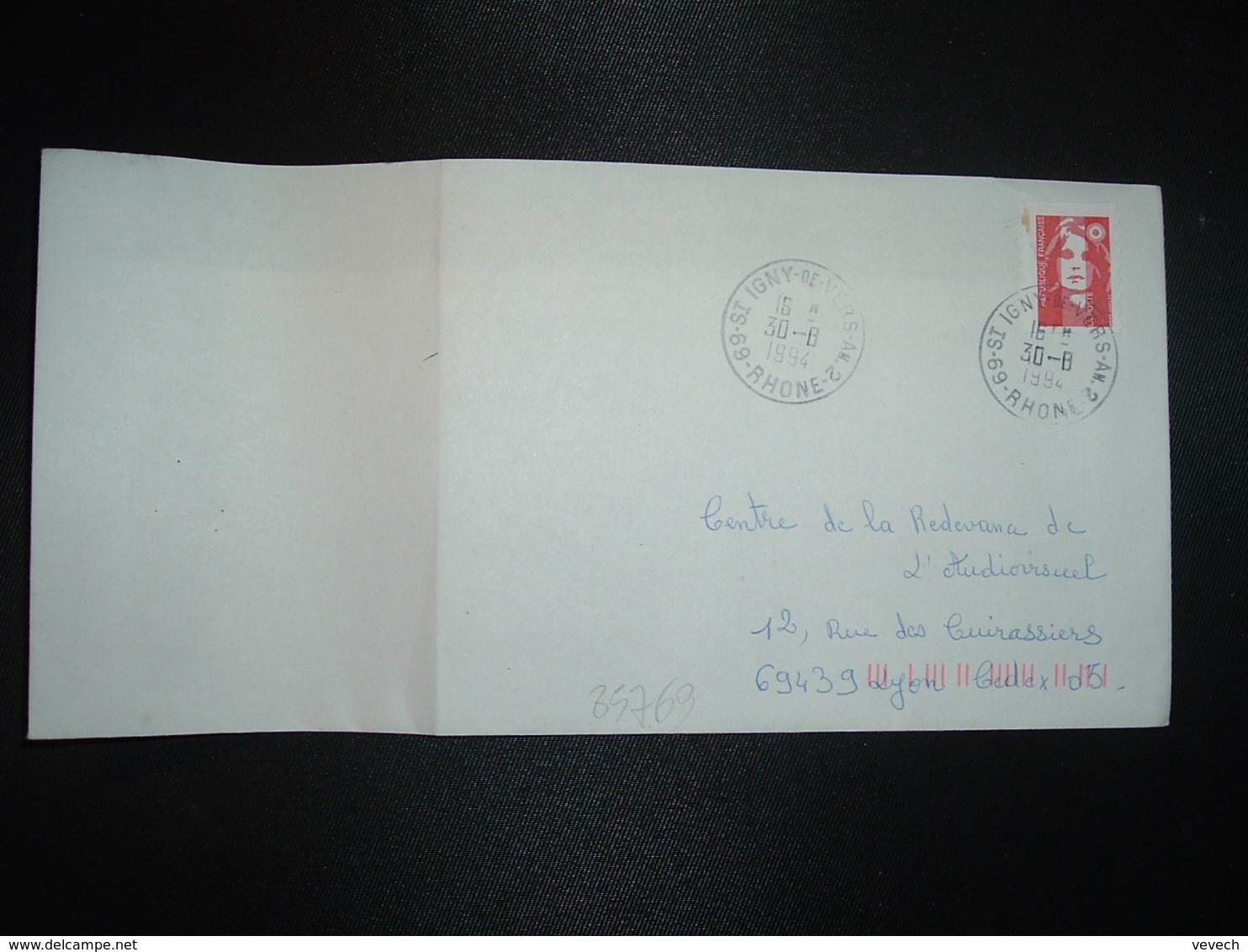 LETTRE TP M. DE BRIAT TVP ROUGE OBL.30-8 1994 69 ST IGNY-DE-VERS AN.2 (ANNEXE) - Cachets Manuels