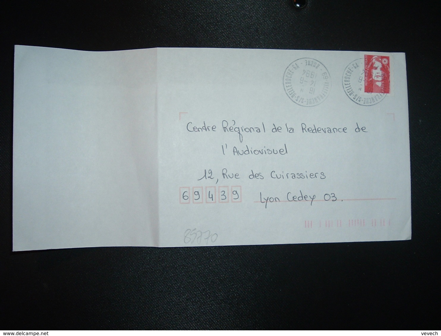 LETTRE TP M. DE BRIAT TVP ROUGE OBL.14-6 1994 69 VILLEFRANCHE-S/S-BELLEROCHE GA RHONE (GUICHET ANNEXE) - Cachets Manuels