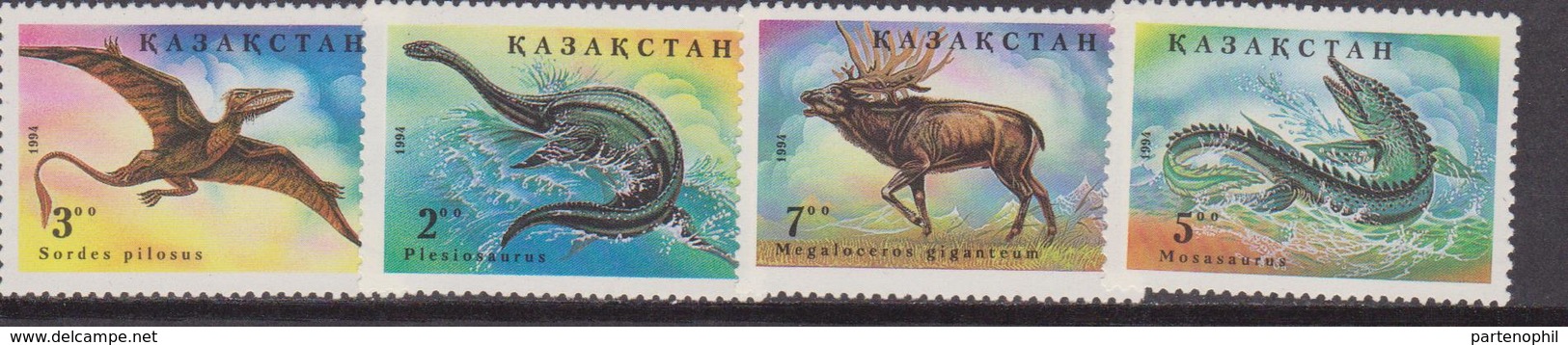 Kazakistan Dinosauri Dinosaurs Prehistoric Animals Set MNH - Archeologia