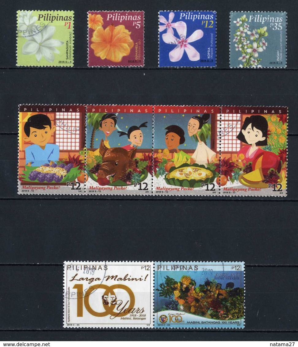 Filippine Philippines Philippinen Pilipinas 2018 Christmas, Flowers, Mabini 10 Stamps - USED (see Photo) - Filippine
