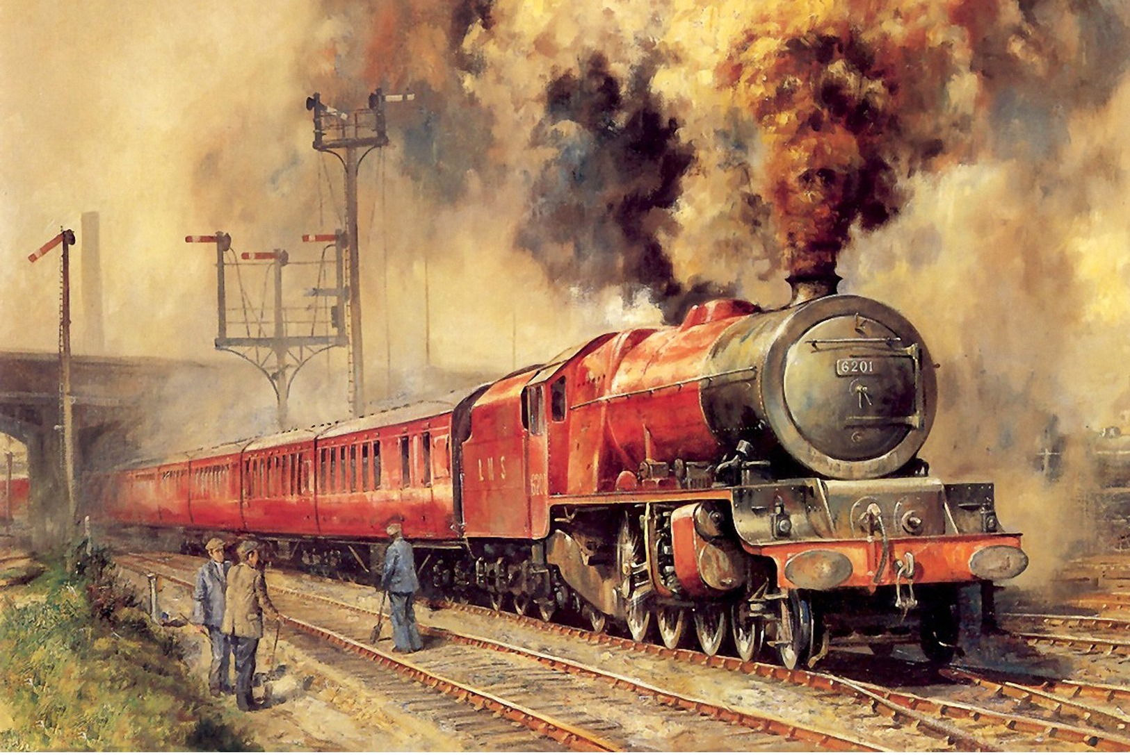№120.49 Postcard Modern Rare New Passenger Locomotive Train Railway Workers - Trains