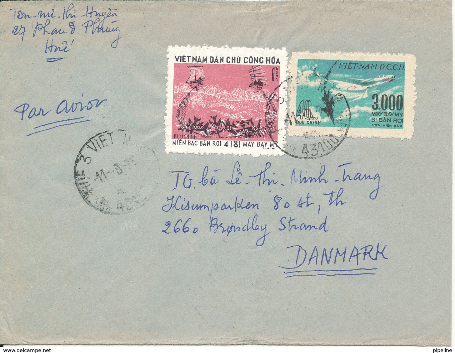 Vietnam Air Mail Cover Sent To Denmark 11-9-1975 - Vietnam