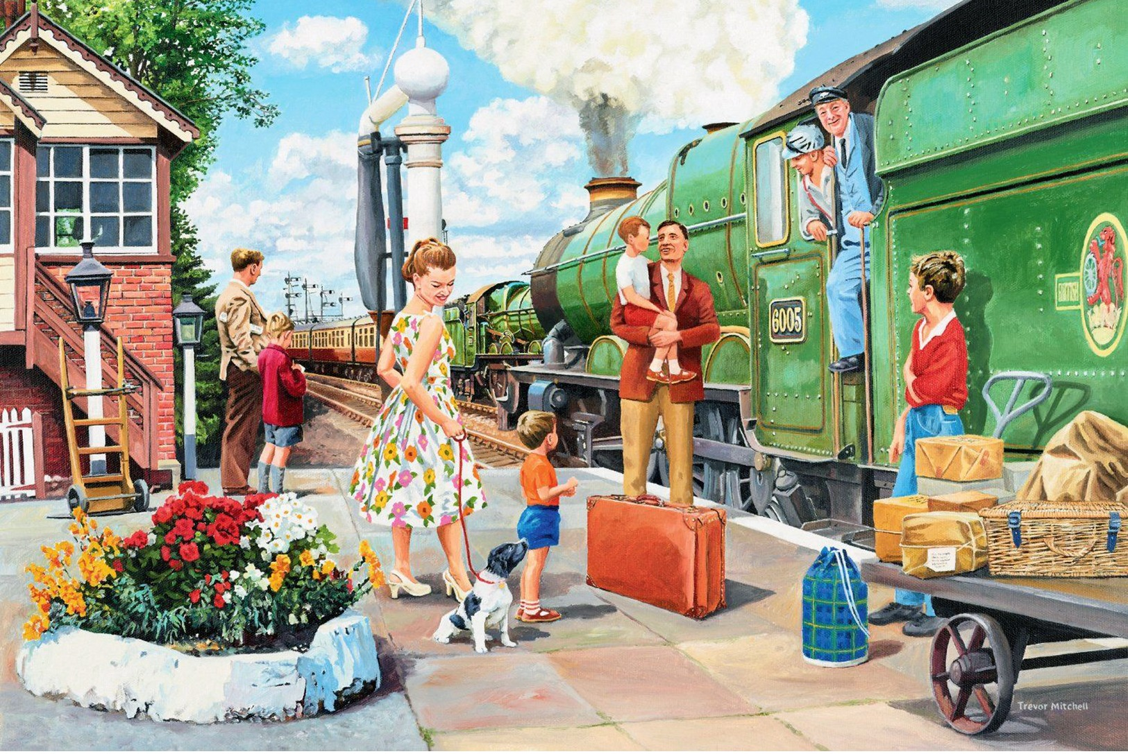 №163.54 Postcard Modern New Rare People The Family Gets On The Train Summer - Contemporain (à Partir De 1950)