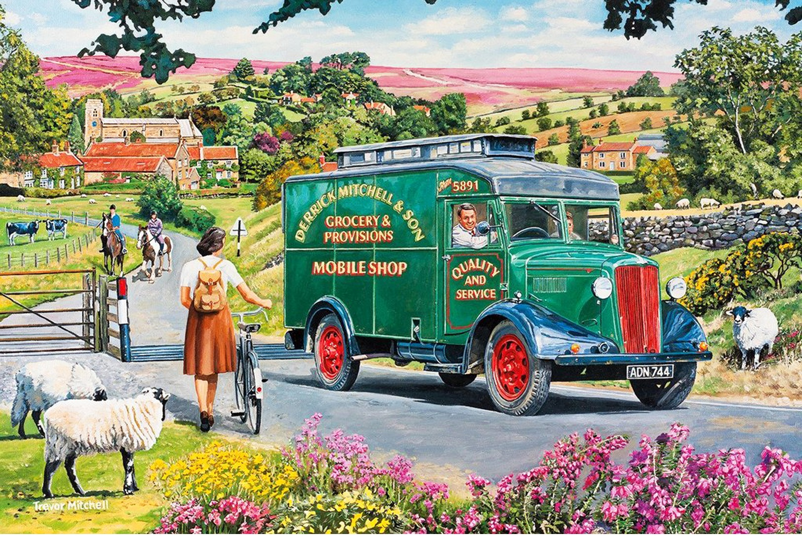 №163.59 Postcard Modern New Rare People Beautiful Village Shop On Wheels Summer - Contemporain (à Partir De 1950)