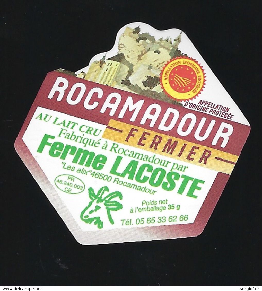 étiquette Fromage Rocamadour  Fermier Au Lait Cru  Ferme Lacoste Rocamadour 46  FR 46 240 003 CE - Fromage