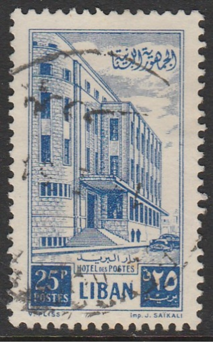 Lebanon 1953 Cedar Of Lebanon And General Post Office 25P Blue SW 491 O Used - Lebanon