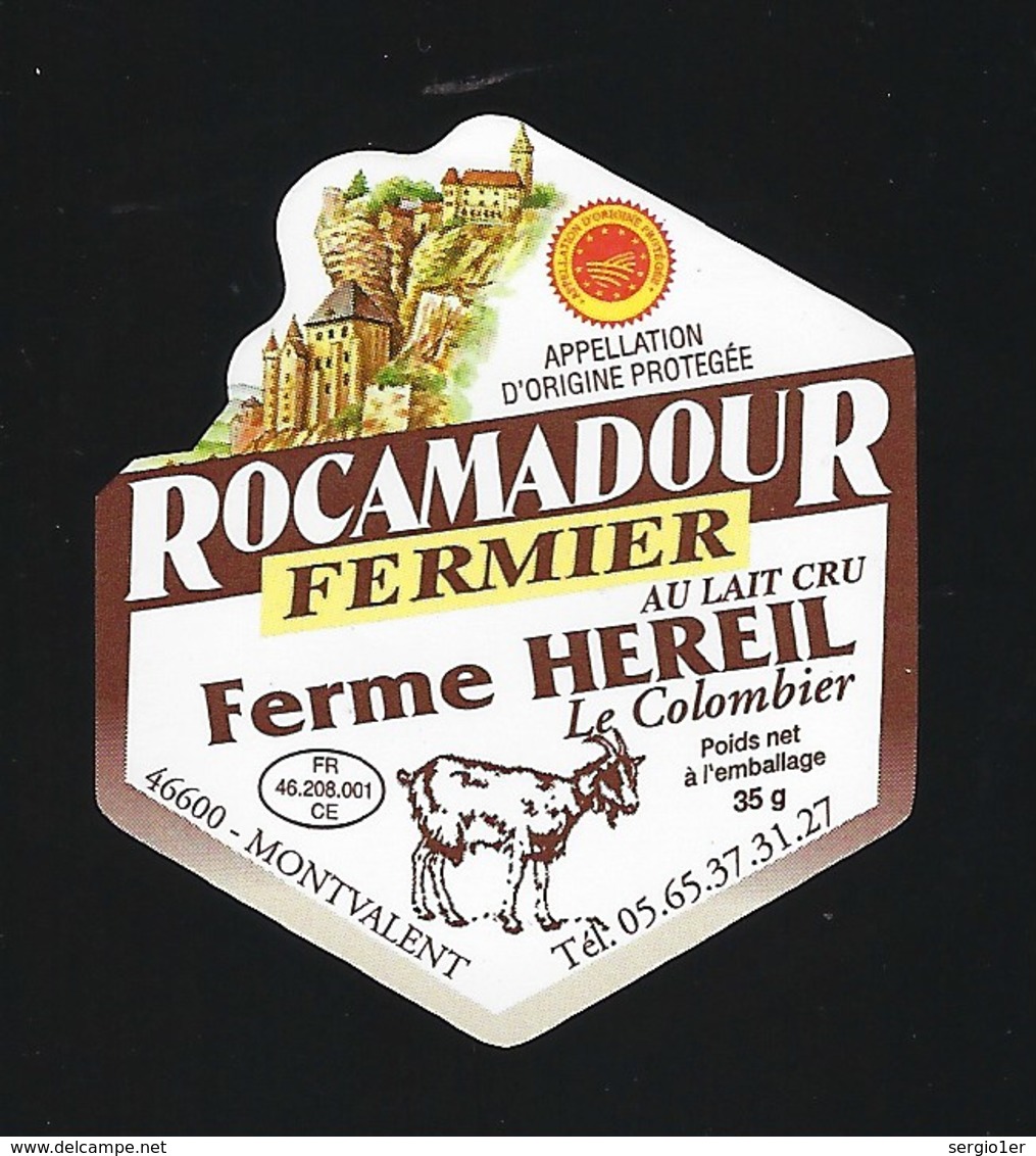 étiquette Fromage Rocamadour Fermier Au Lait Cru Ferme Hereil Le Colombier  46  Fr 46  208 001 CE - Fromage