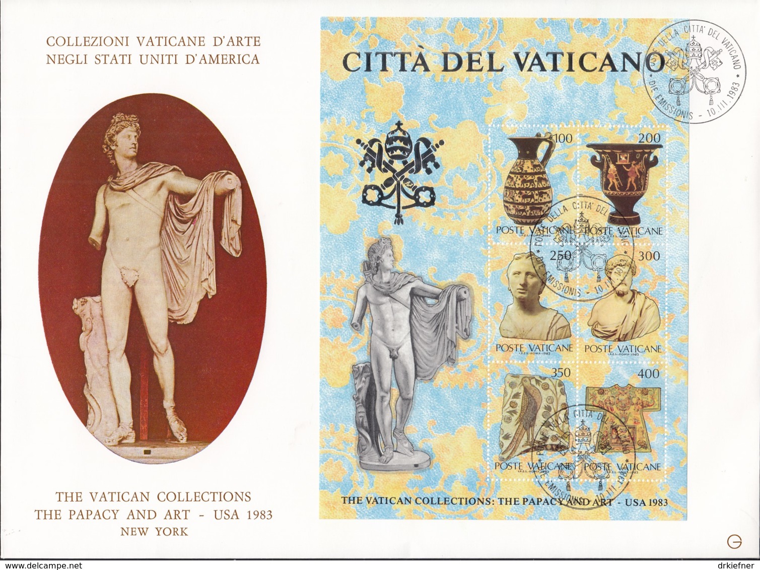 VATIKAN, Block 5, FDC, Ausstellung Vatikanischer Kunstwerke In Den Vereinigten Staaten Von Amerika 1983 - Blocks & Kleinbögen
