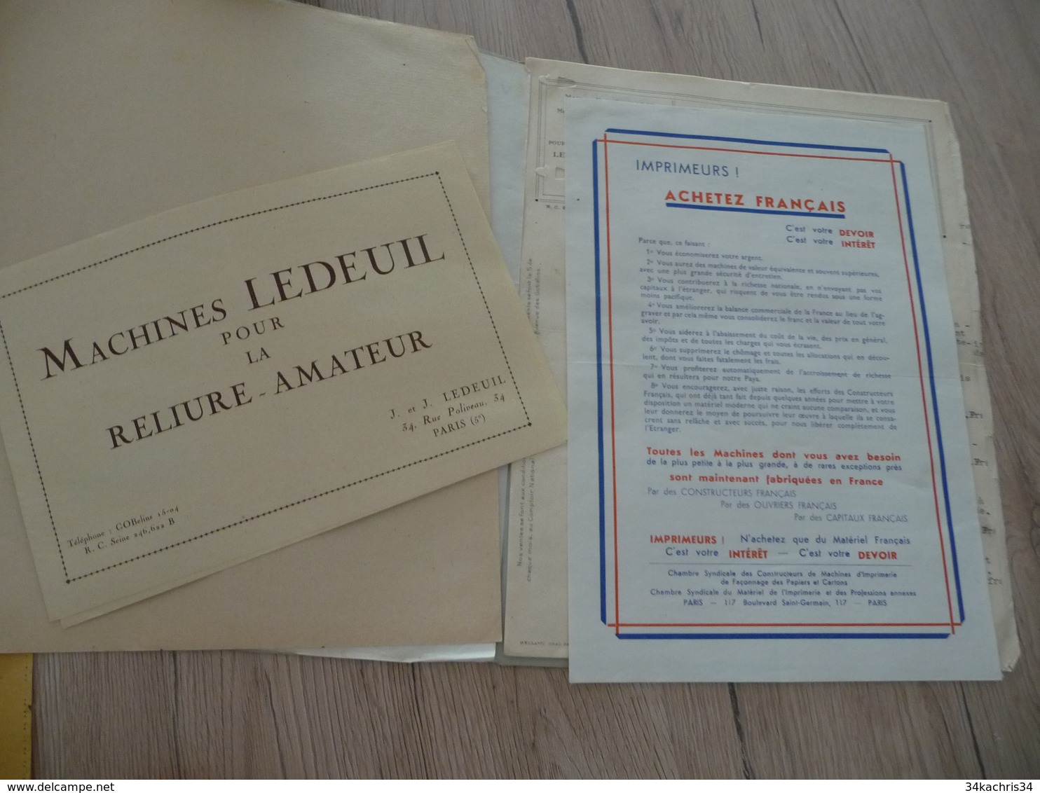 Reliure Ensemble Factures + Pub Ont Propagande Achetez Français.... - Old Professions