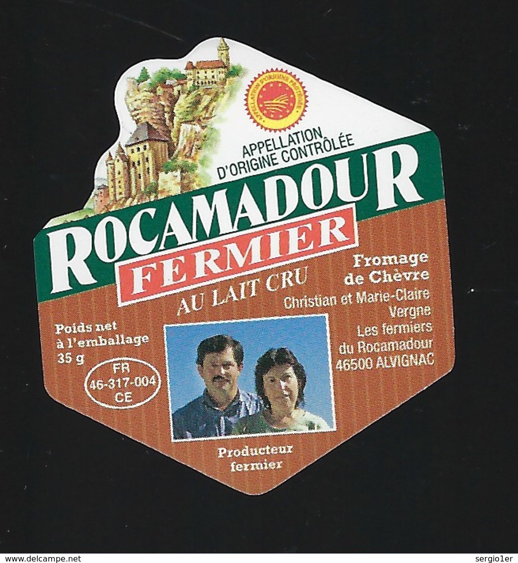 étiquette Fromage Rocamadour Fermier Au Lait Cru  Vergne Rocamadour  FR 46 317  004 CE - Fromage