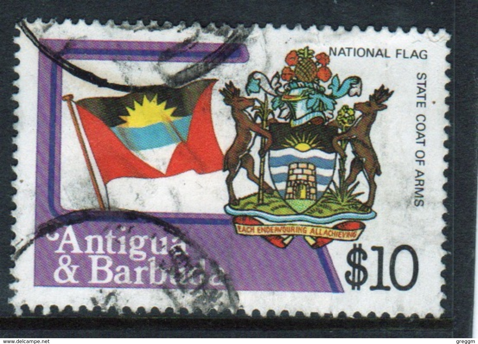 Antigua 1983 Single $10 Stamp From The Definitive Set. - Antigua And Barbuda (1981-...)