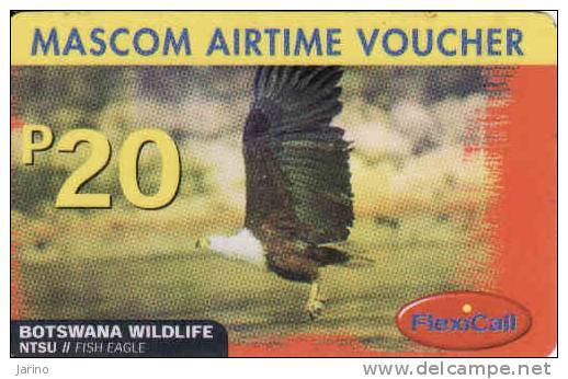 Botswana, Mascom Airtime Recharge P 20 Voucher, Fish Eagle, Plastic Card - Botswana