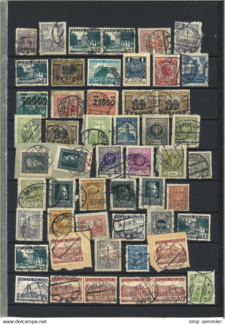 Lot Polen Gestempelte Marken Auf 2 DIN-A4 Seiten - Used Stamps