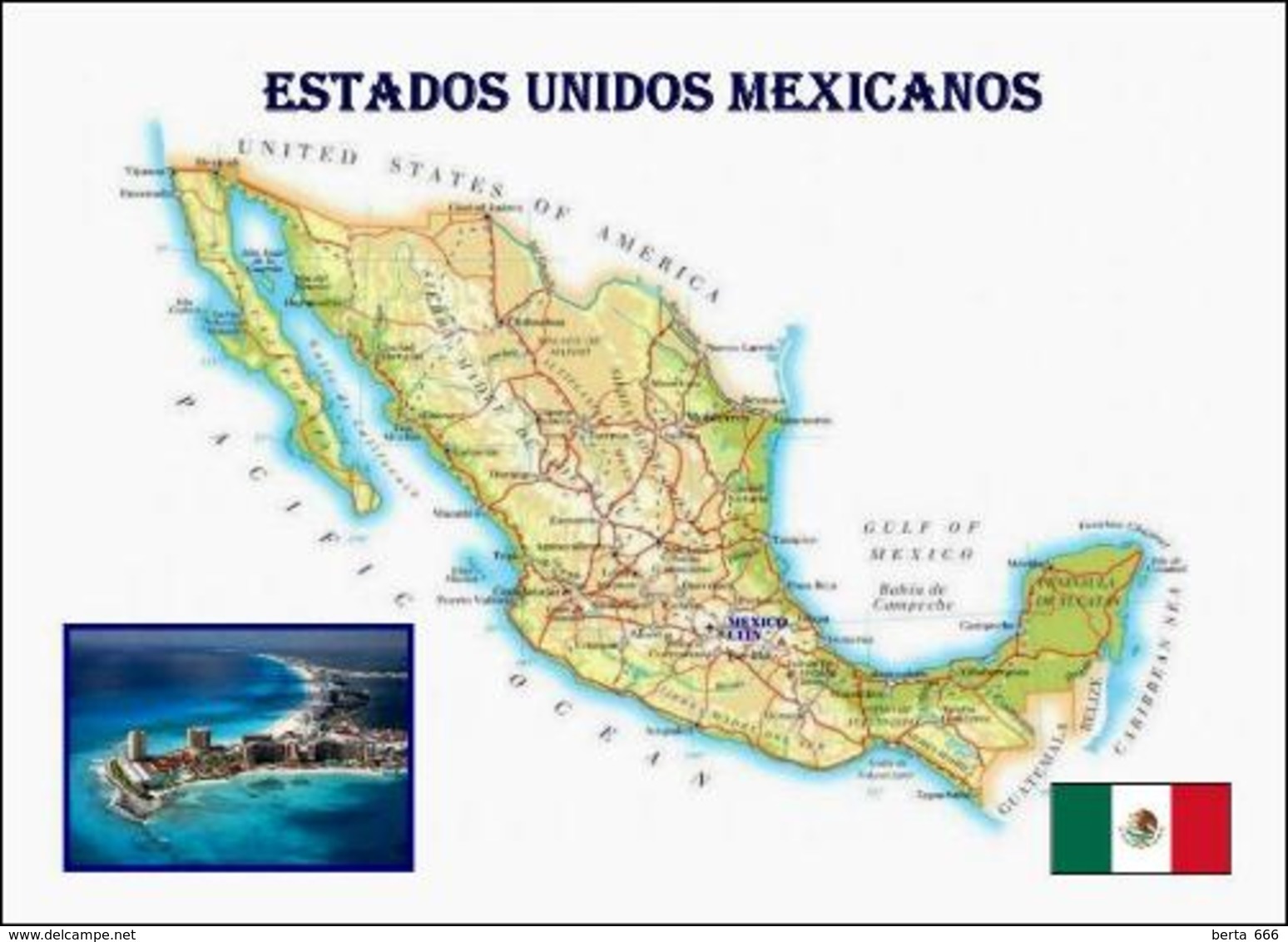 Mexico Country Map New Postcard Mexiko Landkarte AK - México