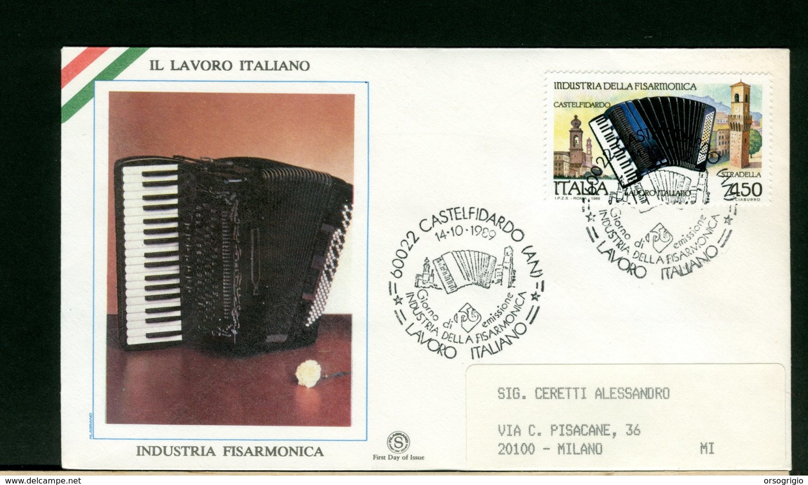 ITALIA - 1989  -  LAVORO ITALIANO  -  FISARMONICA - FDC