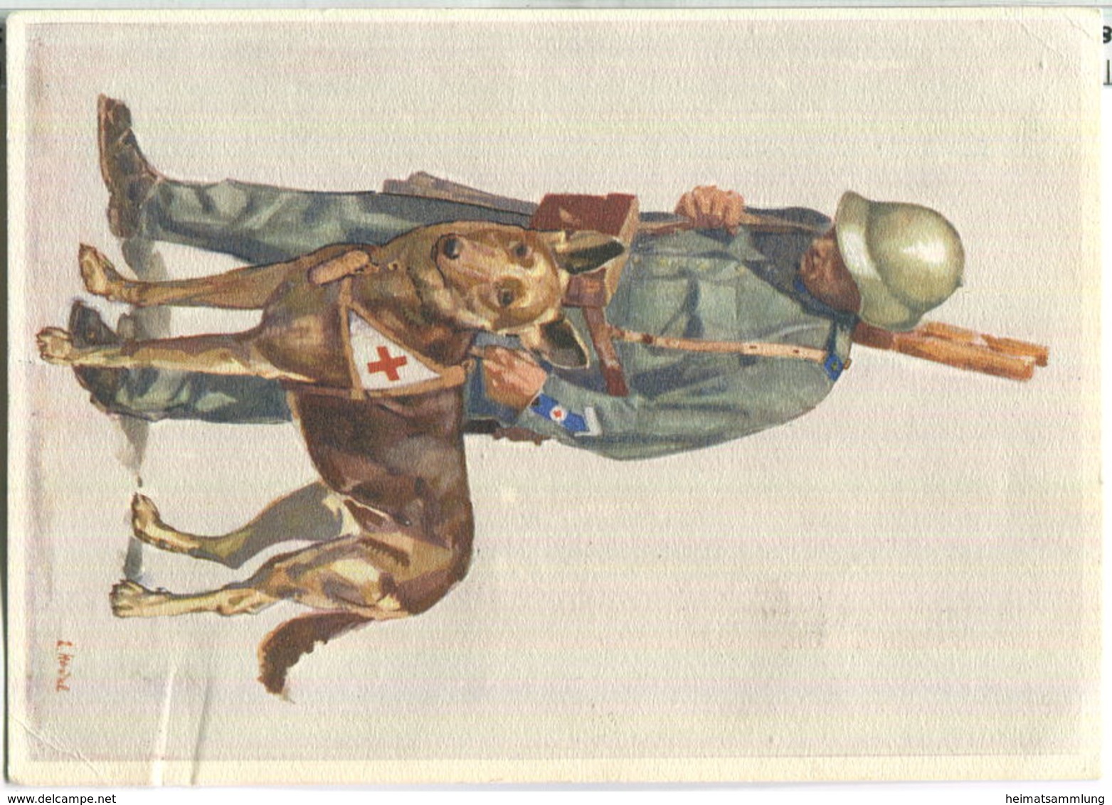 Bundesfeier-Postkarte 1937 - 10 Cts - Zugunsten Des Schweizerischen Roten Kreuzes - Sanitätssoldat Mit Hund - Flugpost - Ganzsachen