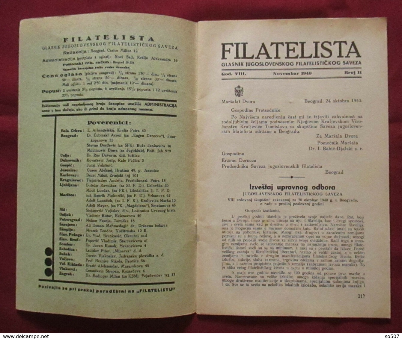 Philatelist Bulletin Kingdom Yugoslavia 1940.No 11 Yugoslav Philatelic Society - Slav Languages
