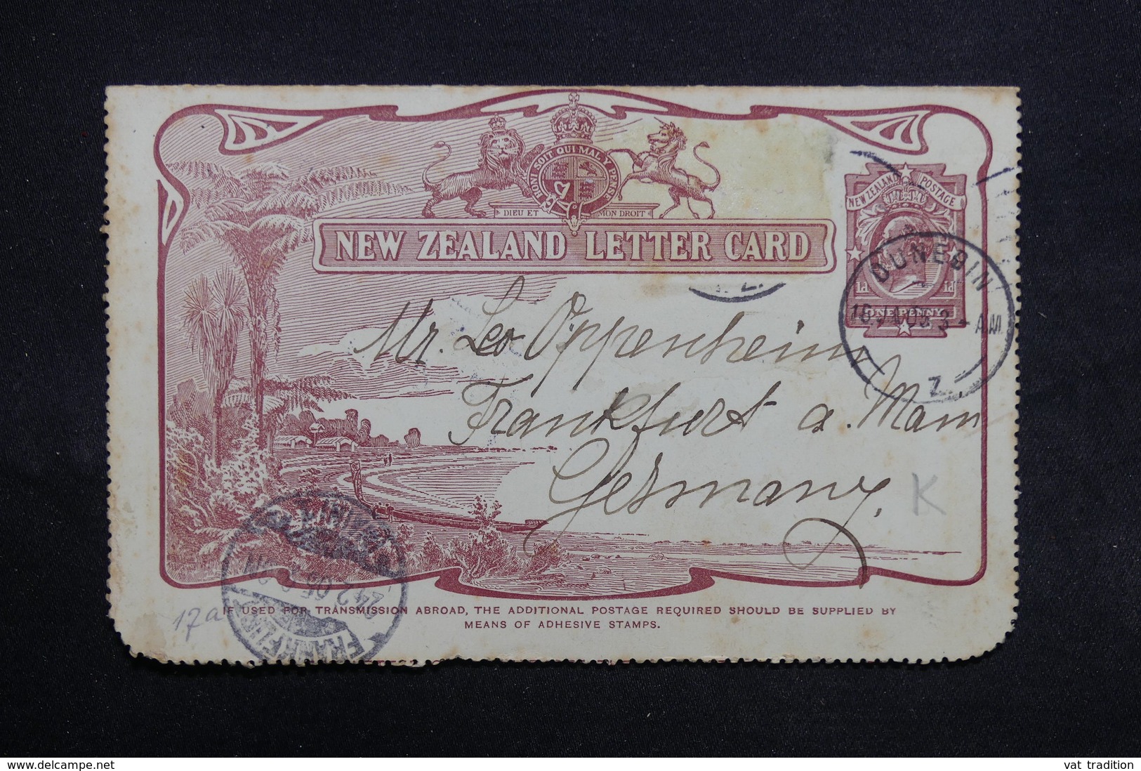 NOUVELLE ZÉLANDE - Entier Postal ( Carte Lettre ) De Dunedin Pour L 'Allemagne En 1905 - L 31737 - Briefe U. Dokumente