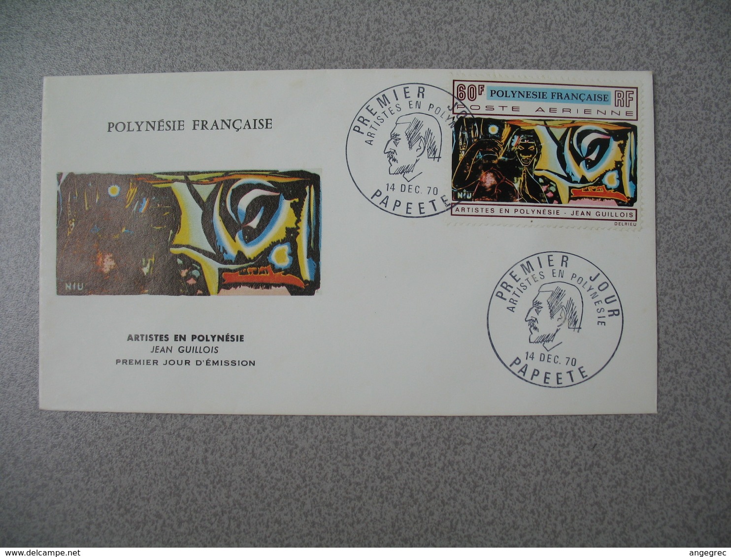 ​​​​​​​FDC 1970  Polynésie Française N° PA 42 Artiste En Polynésie Jean Guillois   Cachet Papeete - FDC