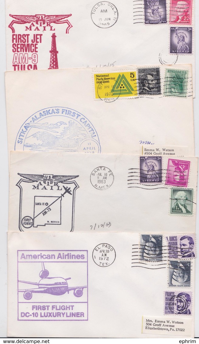 Us First Flight Cover Premier Vol Usa Airport Dedication Inaugural Service Sas Lufthansa Lot De 117 Enveloppes Timbrées - Flugzeuge