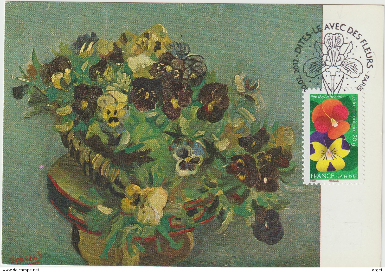 Carte-Maximum FRANCE N° Yvert AA670 (PENSEE) Obl Sp Ill 1er Jour (Ed Musée Van Gogh) - 2010-2019